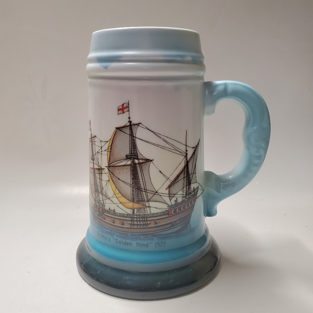Gerold Porzellan W Germany Beer Stein Drake's Golden Hind Ganges Dingi READ